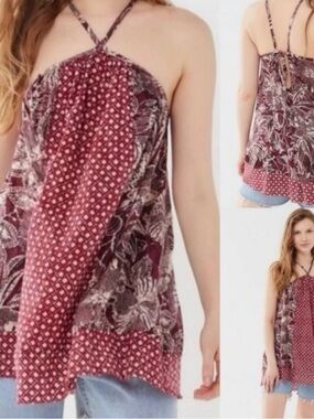 Urban Outfitters Burgundy Floral Tunic